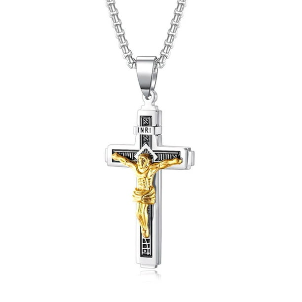 10k Rose Gold INRI Crucifix Cross Catholic Jesus Pendant Necklace 10k Rose Gold INRI Crucifix Cross Catholic Jesus Pendant Necklace